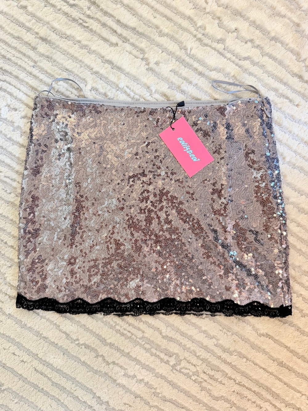 Edited Silver Sequin Mini Skirt